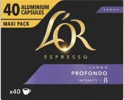 L'OR Lungo Profondo Koffiecups - Intensiteit 8/12 - 4 X 40 Capsules -Koffiedrank Winkel 1200x966 3