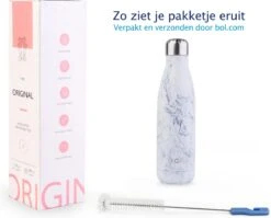 TIGR The Original - Drinkfles - Thermosfles - RVS - 500ml - Marmer - Met Afwasborstel -Koffiedrank Winkel 1200x969