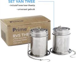 PrimeAmbition - 2 Stuks Theezeef En Theetip Voor Losse Thee - Extra Fijne Filter - Thee Ei Set Met Schoteltje Voor Theezakjes -Koffiedrank Winkel 1200x980