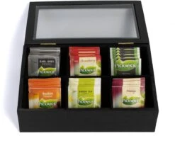 CasaLupo Theedoos Zwart 6-vaks - Met Fluweel - 24 X 16 Cm -Koffiedrank Winkel 1200x983