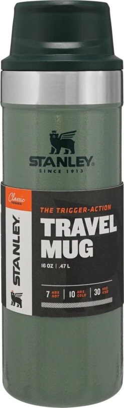 Stanley Trigger-Action Travel Mug 0.47L - Thermosfles - Hammertone Green -Koffiedrank Winkel 366x1200