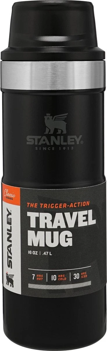 Stanley Trigger-Action Travel Mug 0.47L - Thermosfles - Matt Black 1 Stanley Trigger-Action Travel Mug 0.47L - Thermosfles - Matt Black