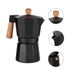 Aluminium Moka/koffiezetter Zwart 300 Ml - Percolators -Koffiedrank Winkel 3783911 210ac5db