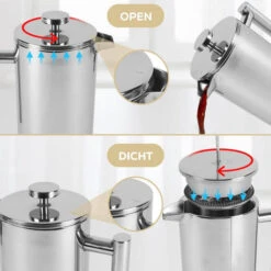 Rochester French Press - Cafetiere Met Bonenpotje - Koffiemaker - 1 Liter - Vaatwasserbestendig – Dubbelwandig - RVS -Koffiedrank Winkel 3813902 b7e8449d