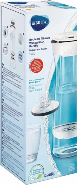 BRITA - Fill&Serve Waterfilterkaraf - 1,3L - Wit Grafiet - Inclusief 1 MicroDisc Waterfilter -Koffiedrank Winkel 500x1200