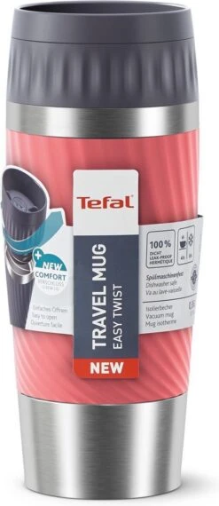 Tefal Travel Mug Easy Twist Thermobeker - Koraalrood - 0,36 Liter -Koffiedrank Winkel 520x1200 1
