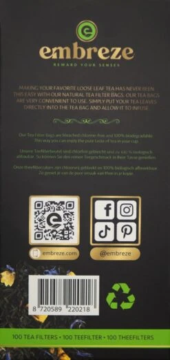 Embreze Theefilter Voor Losse Thee | 100% Chloorvrij | 100 Theefilters -Koffiedrank Winkel 569x1200 1