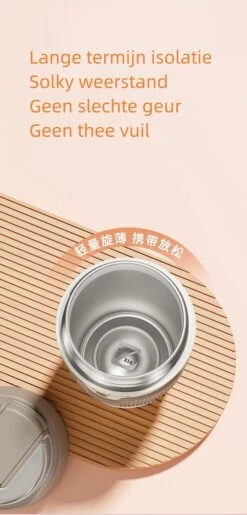 Floraweg Cup - Drinkbeker To GO- Lekvrij Dubbelwandig ,RVS 316, Thermosbeker Koffiebeker- Koffie En Thee - 400ml Zwart -Koffiedrank Winkel 576x1200