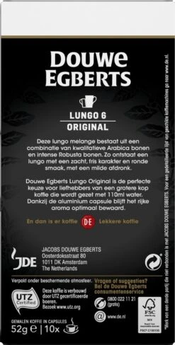 Douwe Egberts Lungo Original Koffiecups - Intensiteit 6/12 - 10 X 10 Capsules -Koffiedrank Winkel 607x1200 5