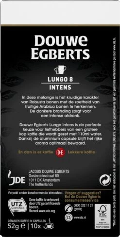 Douwe Egberts Lungo Intens Koffiecups - Intensiteit 8/12 - 10 X 10 Capsules -Koffiedrank Winkel 607x1200 7