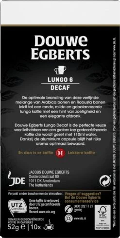 Douwe Egberts Lungo Decaf Koffiecups - Intensiteit 6/12 - 10 X 10 Capsules 12 Douwe Egberts Lungo Decaf Koffiecups - Intensiteit 6/12 - 10 X 10 Capsules -Koffiedrank Winkel 607x1200 8