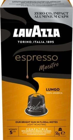 Lavazza Espresso Lungo - Aluminium Nespresso Capsules - 10 Stuks -Koffiedrank Winkel 627x1200
