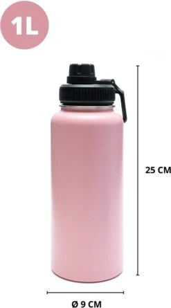 Thermosfles - Pastel Pink - 1 Liter - Extra Dop Met Rietje & Drinktuit - Thermosflessen - Isoleerfles - BPA Vrij - Lekvrij - Thermosfles 1 Liter - Isoleerfles 1 Liter - Thermoskan - Isoleerbeker - Thermosbeker -Koffiedrank Winkel 666x1200 1