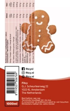 Fitcy | Koffiesiroop | Gingerbread | Barista Syrup | Zero | Vegan | Vetvrij | Suikervrij | Keto-vriendelijk | Koffie | Siroop | MET DOSEERPOMP | 1L -Koffiedrank Winkel 759x1200