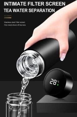 Slimme Thermosfles Met LCD Temperatuur Display - Curver Isolatiefles 0,5 Liter - Dubbelwandige Thermosfles - Thermosbeker - Isoleerfles - Thermoskan - Travel Mug - Bidon Drinkfles - Koffiebeker - Drinkflessen - RVS - Smart Thermos - Metaal -Koffiedrank Winkel 784x1200