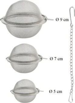 Merkloos Thee Zeef Set 3 Stuks Ø 9 / Ø 7 / Ø 5 - Thee/kruiden Kogel RVS -Thee Ei RVS - Kruiden Zeef/filter RVS -Koffiedrank Winkel 875x1200 5