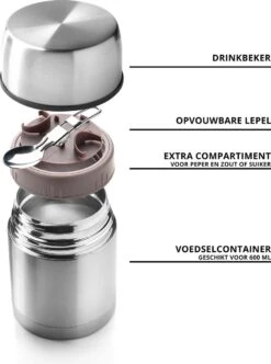 MacGyver Voedselcontainer 600ML - Thermoskan Rvs - Onbreekbaar - 16cm -Koffiedrank Winkel 894x1200