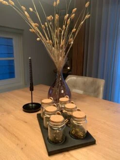 Theeplank Black Edition Met 6 Potjes En Houten Lepel Voor Thee Theeplateau ( Vervanger Van Theedoos ) MeubelZwagerij -Koffiedrank Winkel 900x1200 9