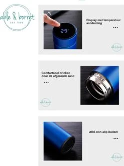Thermoskan - Thermosfles 500 Ml - Temperatuur Display - 500 Ml - RVS - Wit - Able & Borret -Koffiedrank Winkel 902x1200