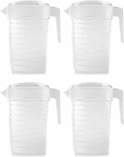 Merkloos Pakket Van 4x Stuks Kunststof Schenkkannen/waterkannen Van 2 Liter - 2000 Ml - Feest/partij/zomer