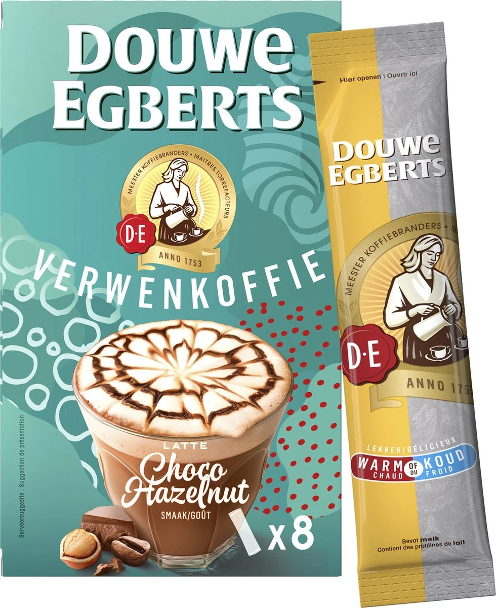 Douwe Egberts Latte Choco Hazelnut Oploskoffie - 5/9 Intensiteit - 5 X 8 Zakjes 3 Douwe Egberts Latte Choco Hazelnut Oploskoffie - 5/9 Intensiteit - 5 X 8 Zakjes - Afbeelding 3