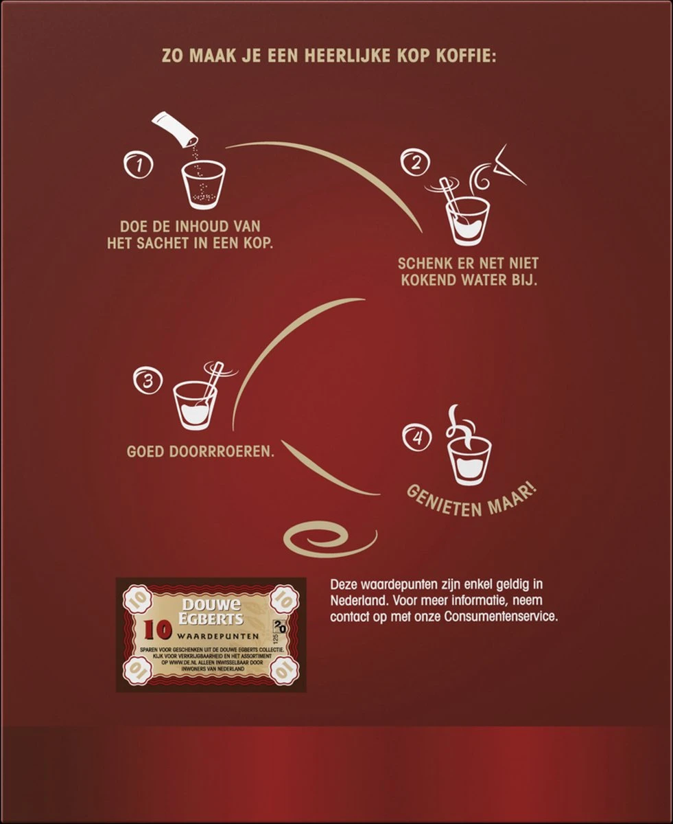 Douwe Egberts Aroma Rood Sticks Oploskoffie - 6 X 25 Zakjes 3 Douwe Egberts Aroma Rood Sticks Oploskoffie - 6 X 25 Zakjes - Afbeelding 3