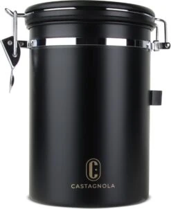 Castagnola Koffie Bewaarbus - Luchtdicht Met CO2 Uitlaat - Voor 600 Gram Koffiebonen - Koffieblik Matzwart Voorraadbussen - Voorraadbus - 1.8L -Koffiedrank Winkel 983x1200 1