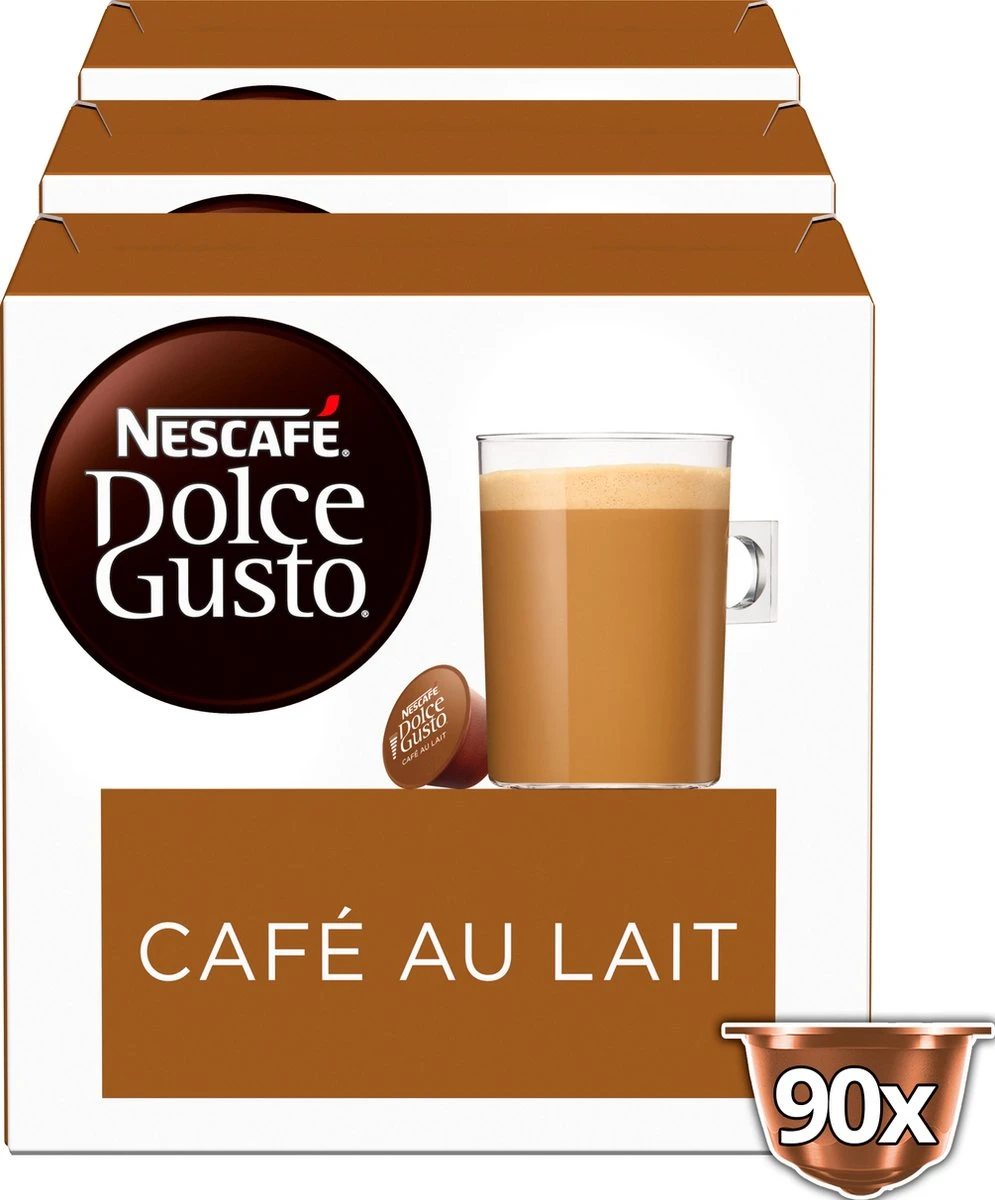 Nescafé Dolce Gusto Café Au Lait Capsules - 90 Koffiecups 2 Nescafé Dolce Gusto Café Au Lait Capsules - 90 Koffiecups - Afbeelding 2