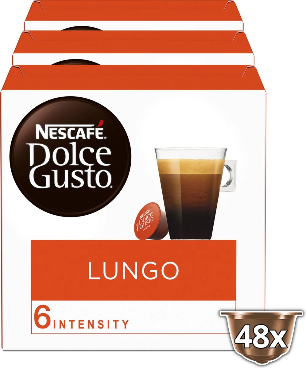 NESCAFÉ Dolce Gusto Lungo Koffie - 3 X 16 Cups 2 NESCAFÉ Dolce Gusto Lungo Koffie - 3 X 16 Cups - Afbeelding 2